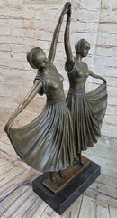Twin Art Deco Dancer Girls Gemini Pair Bronze Statue Sculpture D.H. Chiparus