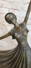 Twin Art Deco Dancer Girls Gemini Pair Bronze Statue Sculpture D.H. Chiparus