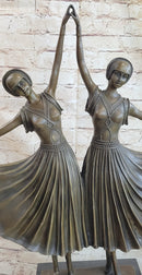 Twin Art Deco Dancer Girls Gemini Pair Bronze Statue Sculpture D.H. Chiparus