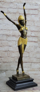 Chiparus Art Deco Bronze Gilt Gold Patina Dancer Statue Sculpture Figure 20" x 8"
