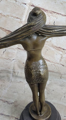 Belly Dancer Chiparus Bronze Sculpture Figurine Marble Base Figurine Figure Deco