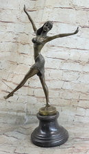Stunning Bronze Art Deco Dancing Lady Signed Sculpture Figurine Figure Hot Cast