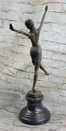 Stunning Bronze Art Deco Dancing Lady Signed Sculpture Figurine Figure Hot Cast