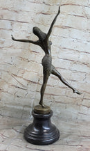 Stunning Bronze Art Deco Dancing Lady Signed Sculpture Figurine Figure Hot Cast