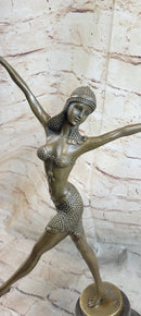 Stunning Bronze Art Deco Dancing Lady Signed Sculpture Figurine Figure Hot Cast