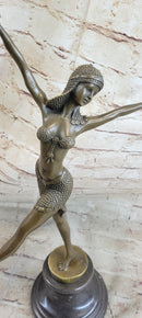 Stunning Bronze Art Deco Dancing Lady Signed Sculpture Figurine Figure Hot Cast