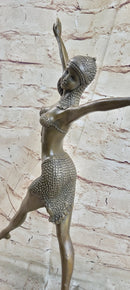 Stunning Bronze Art Deco Dancing Lady Signed Sculpture Figurine Figure Hot Cast