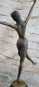 Stunning Bronze Art Deco Dancing Lady Signed Sculpture Figurine Figure Hot Cast