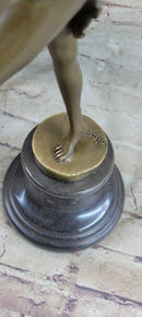 Stunning Bronze Art Deco Dancing Lady Signed Sculpture Figurine Figure Hot Cast