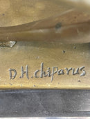 Signed Chiparus Girl With Parrot Bronze Statue Marble Base Sculpture Decor Gift