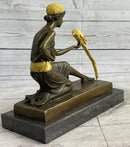 Bronze Art Nouveau Deco Sculpture Deco Girl w/ Parrot by Chiparus Home Decor