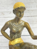 Bronze Art Nouveau Deco Sculpture Deco Girl w/ Parrot by Chiparus Home Decor