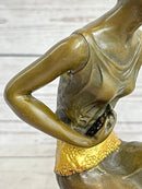 Bronze Art Nouveau Deco Sculpture Deco Girl w/ Parrot by Chiparus Home Decor