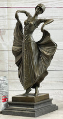 Art Deco Chiparus French Dancer Performer Early 20th Century Fashion Bronze Statue 15" x 9"