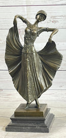 Art Deco Chiparus French Dancer Performer Early 20th Century Fashion Bronze Statue 15" x 9"