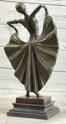 Art Deco Chiparus French Dancer Performer Early 20th Century Fashion Bronze Statue 15" x 9"