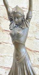 Art Deco Chiparus Russian Dancer Hands Raised Bronze Statue Sculpture Figure Marble Base