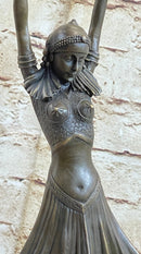 Art Deco Chiparus Russian Dancer Hands Raised Bronze Statue Sculpture Figure Marble Base