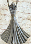 Art Deco Chiparus Russian Dancer Hands Raised Bronze Statue Sculpture Figure Marble Base