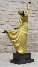Gold Patina Egyptian Dancer by Romanian Artist Chiparus Bronze Sculpture Statue Sale
