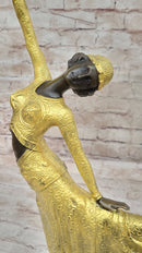 Gold Patina Egyptian Dancer by Romanian Artist Chiparus Bronze Sculpture Statue Sale
