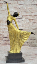 Gold Patina Egyptian Dancer by Romanian Artist Chiparus Bronze Sculpture Statue Sale