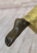 Chiparus Art Deco Bronze Dancer Girl in Long Dress w/ Gold Patina