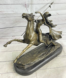 Nude Amazonian Female Warrior on Horseback Bronze Statue Sculpture Mythology 13"