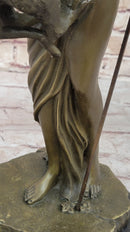 Mythical Griffin & Woman w/ Spear Bronze Statue Sculpture Figure Marble Base 18"x 9"