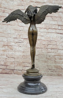 DESCENDING NIGHT by Adolph Weinman Bronze Metal Statue Winged Female Angel 21" x 16"