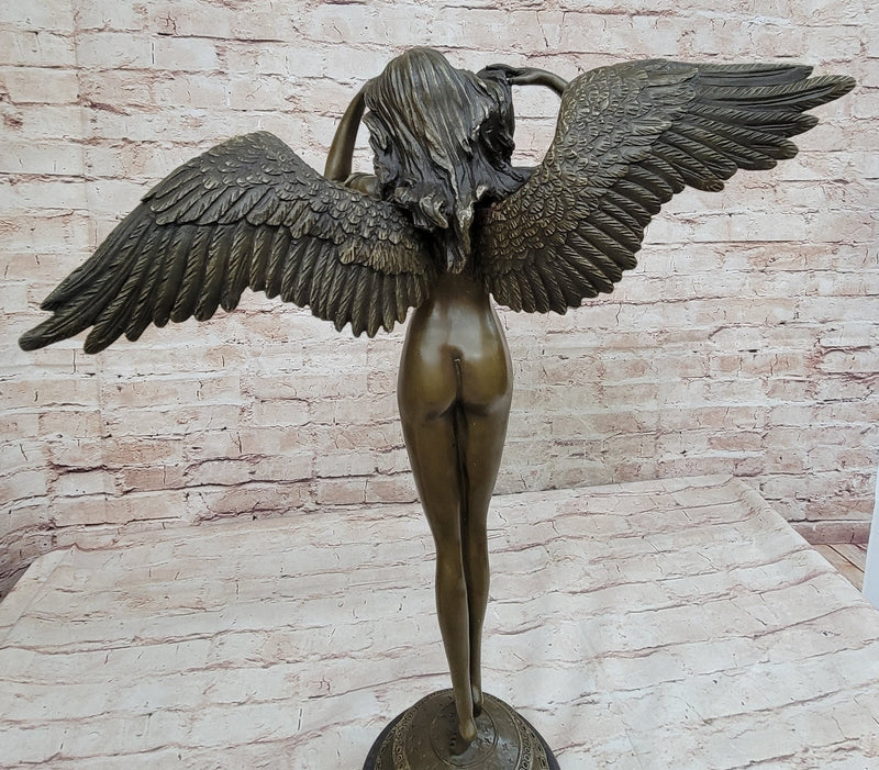 DESCENDING NIGHT by Adolph Weinman Bronze Metal Statue Winged Female A