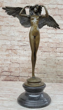 DESCENDING NIGHT by Adolph Weinman Bronze Metal Statue Winged Female Angel 21" x 16"