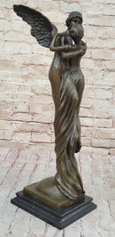 Cupid Eros & Psyche Angelic Romantic Lovers Hot Cast Bronze Sculpture Statue on Marble Base