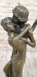 Cupid Eros & Psyche Angelic Romantic Lovers Hot Cast Bronze Sculpture Statue on Marble Base