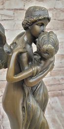 Cupid Eros & Psyche Angelic Romantic Lovers Hot Cast Bronze Sculpture Statue on Marble Base