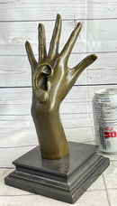 Surreal Bronze Sculpture Hand w/ Ear Statue Modern Art Abstract Signed Original 13" x 5"