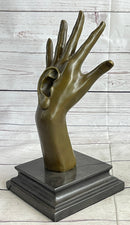 Surreal Bronze Sculpture Hand w/ Ear Statue Modern Art Abstract Signed Original 13" x 5"