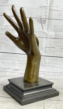 Surreal Bronze Sculpture Hand w/ Ear Statue Modern Art Abstract Signed Original 13" x 5"