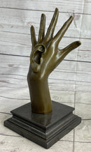 Surreal Bronze Sculpture Hand w/ Ear Statue Modern Art Abstract Signed Original 13" x 5"