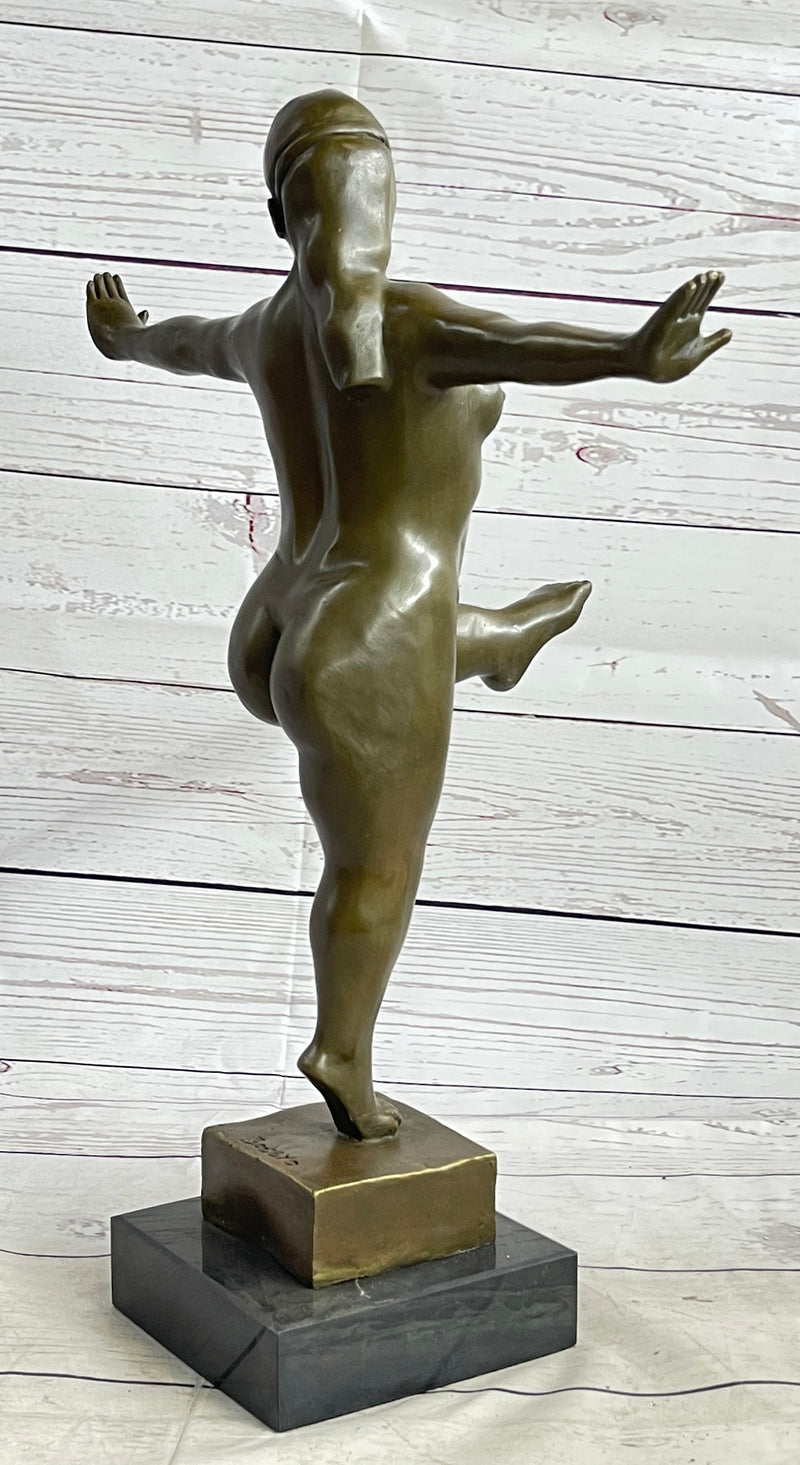 Fernando Botero Nude Girl Kicking Bronze Metal Statue Sculpture Modern