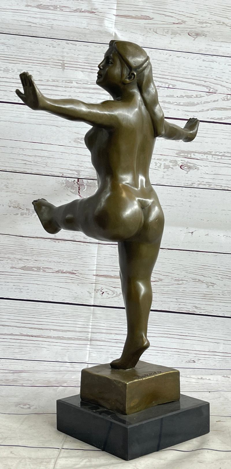 Fernando Botero Nude Girl Kicking Bronze Metal Statue Sculpture Modern