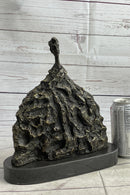Surrealist Head Modern Art Giacometti Bronze Statue Sculpture Marble Base 11" x 9"