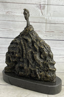 Surrealist Head Modern Art Giacometti Bronze Statue Sculpture Marble Base 11" x 9"