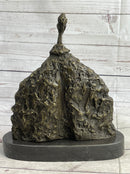 Surrealist Head Modern Art Giacometti Bronze Statue Sculpture Marble Base 11" x 9"