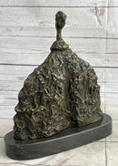 Surrealist Head Modern Art Giacometti Bronze Statue Sculpture Marble Base 11" x 9"