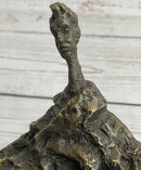 Surrealist Head Modern Art Giacometti Bronze Statue Sculpture Marble Base 11" x 9"