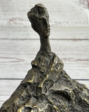 Surrealist Head Modern Art Giacometti Bronze Statue Sculpture Marble Base 11" x 9"