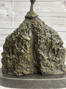 Surrealist Head Modern Art Giacometti Bronze Statue Sculpture Marble Base 11" x 9"