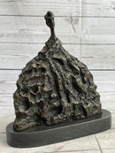 Surrealist Head Modern Art Giacometti Bronze Statue Sculpture Marble Base 11" x 9"