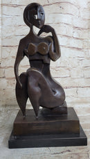 Hand Made Modern Abstract Female Bronze Statue Sculpture Tribute To Picasso Decor